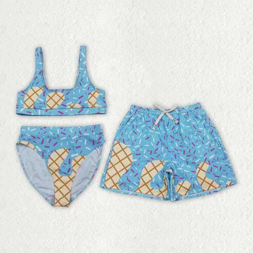 RTS NO MOQ Sibling Adult Women's Drip Sprinkle Team Swimsuit Bottom Trunks