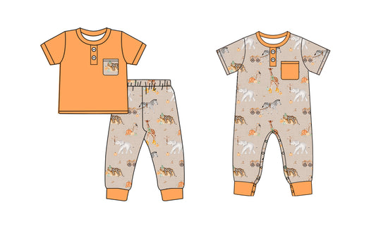 4.26 custom each style moq 5eta 4-6week Sibling Sisters animal baby boy short sleeve pants sets and rompers match family design