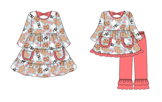 25.7.18 custom each style moq 5eta 4-6week Sibling Sisters Christmas baby girl long sleeve pants sets and dress match family design