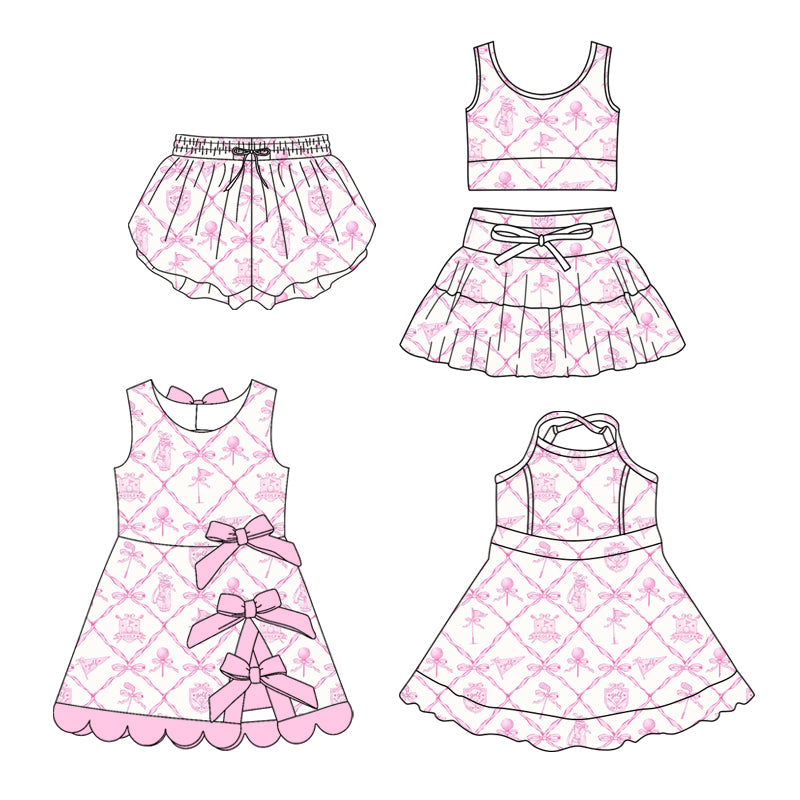 26.1.24 custom each style moq 5 eta 6-8week Sibling Sisters bow baby girl clothes short sleeve skirts sets and dresses 2 and shorts match family design