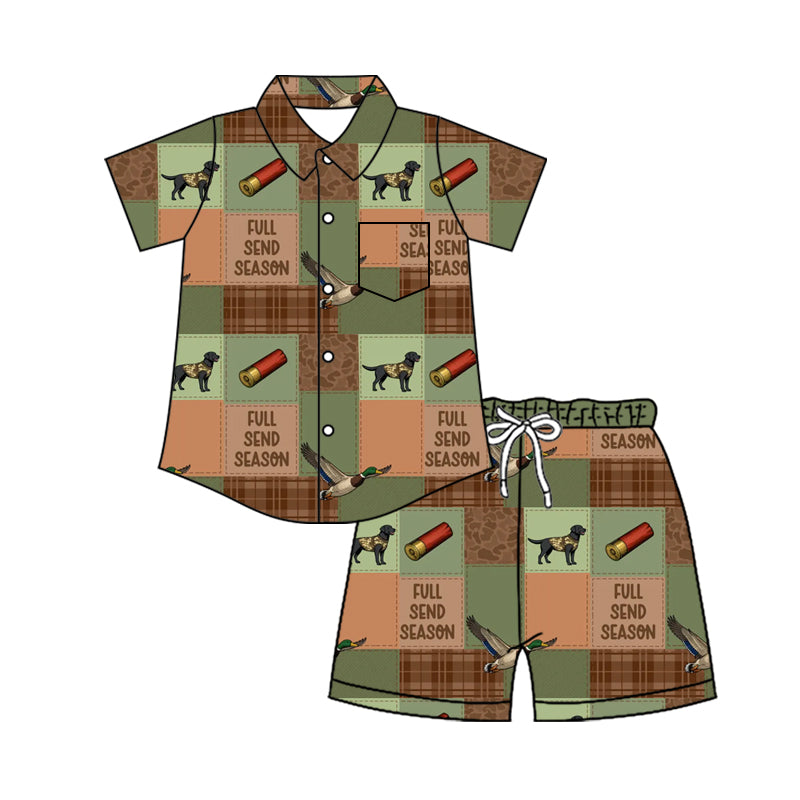 4.11 Custom moq 5 mix size Baby Boy Checked Short-Sleeved Button-Down Top with Pockets And Shorts Set