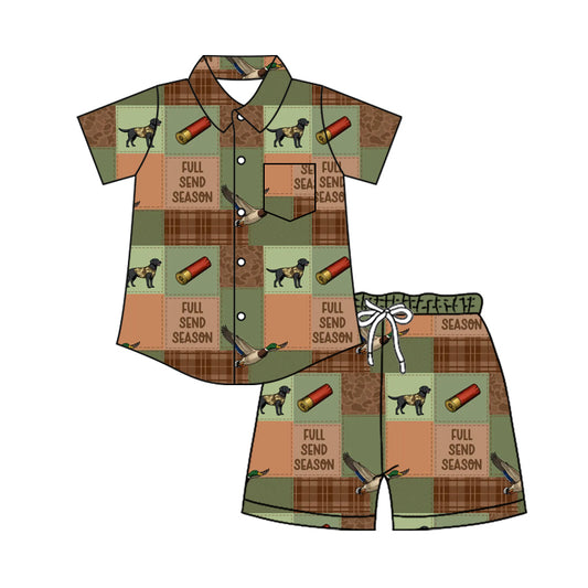 4.11 Custom moq 5 mix size Baby Boy Checked Short-Sleeved Button-Down Top with Pockets And Shorts Set