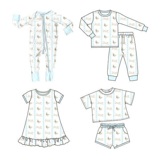 25.10.14 custom each style moq 5 eta 6-8week Sibling Sisters duck baby girl long sleeve pants sets and shorts sets and dress and rompers match family design