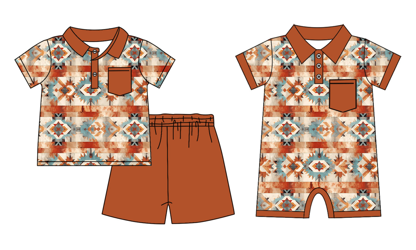 11.22 custom each style moq 5eta 4-6week Sibling Sister geometric baby boy short sleeve shorts sets and rompers match design