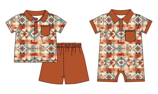 11.22 custom each style moq 5eta 4-6week Sibling Sister geometric baby boy short sleeve shorts sets and rompers match design