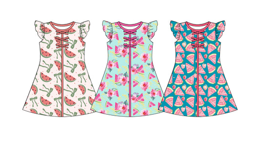 Custom moq 5 mix size Sibling Baby Girl's Flying sleeves Dress Cute Toddler Girls' Summer Casual Dress