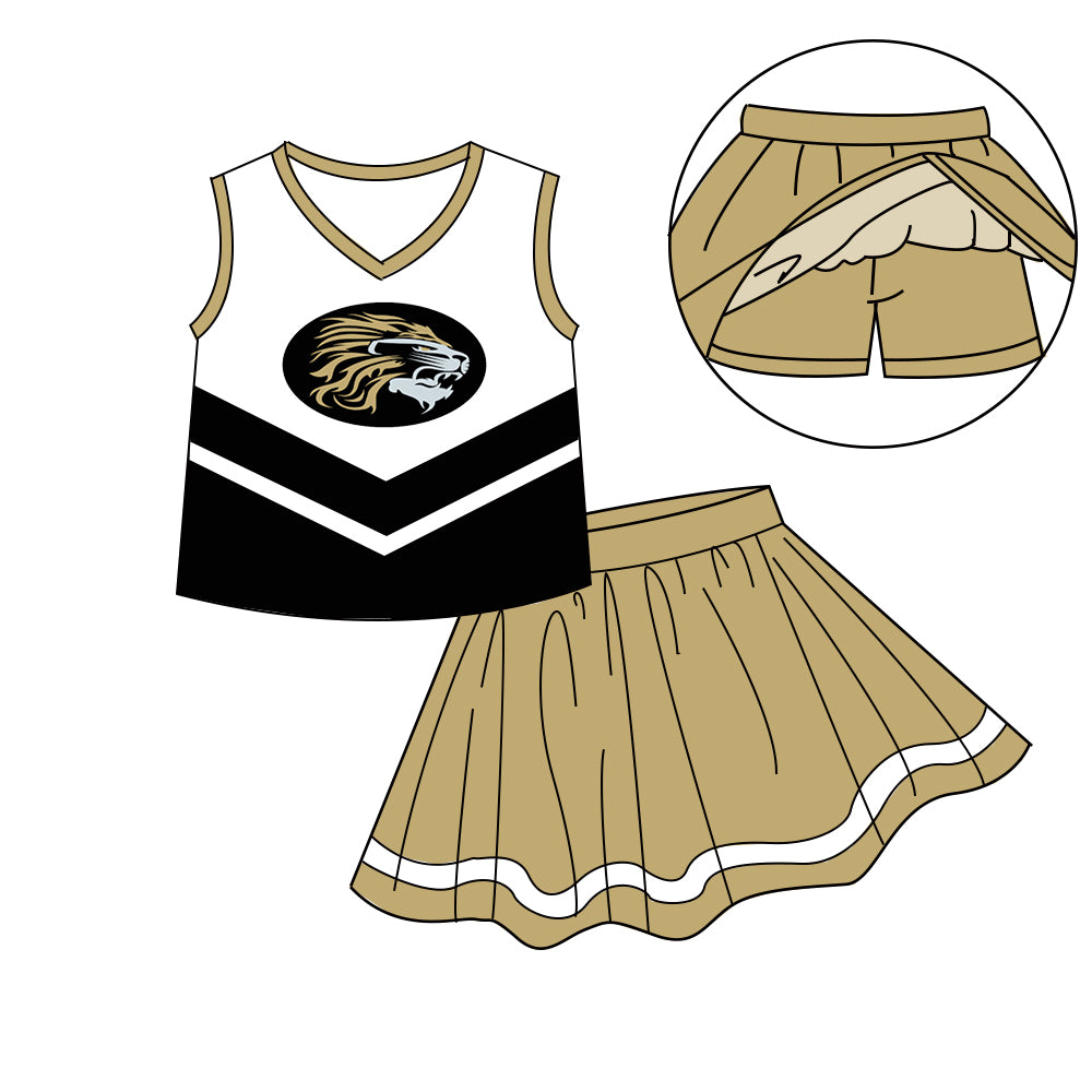 Custom moq 5 mix size milk silk eta 6-8weeks summer team khaki baby girls clothes team sleeveless skirts shorts sets-25.7.10