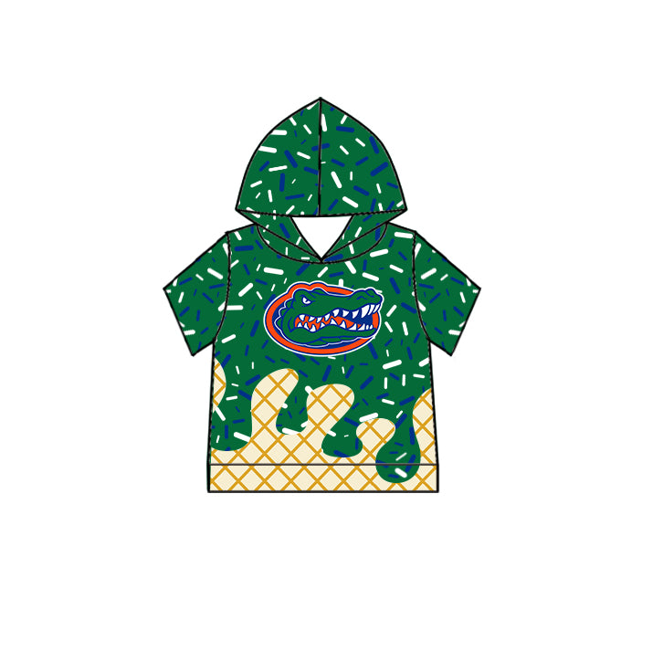 Custom summer teams baby girls clothes team green hooded long sleeve tops and short sleeve top and dress and pants and shorts-25.5.27