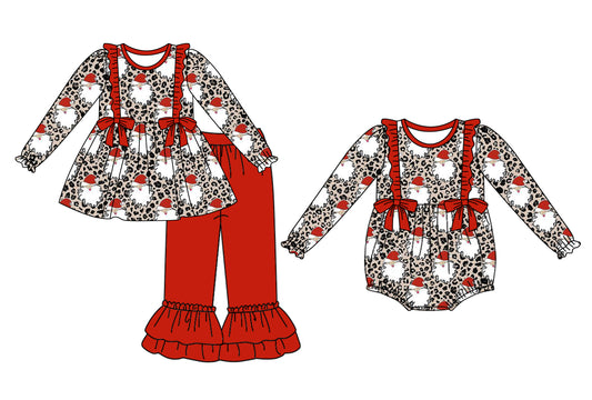 25.5.20 custom each style moq 5eta 4-6week Sibling Sisters Christmas baby girl long sleeve pants sets and rompers match family design