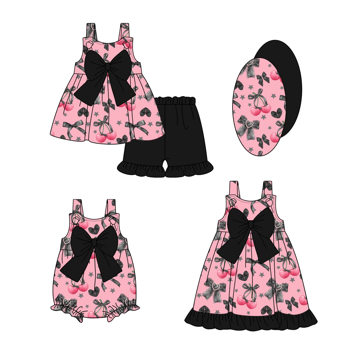 2.21 custom each style moq 5eta 4-6week Sibling Sisters bow floral baby girl short sleeve shorts sets and dress and rompers match family design