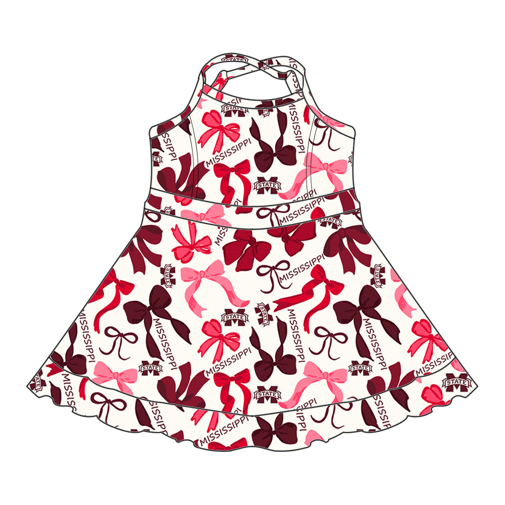 Custom moq 5 mix sizes summer teams baby girls clothes team brick red short sleeve skirts shorts sets dress 1 and dress 2 and dress 3 and dress 4-25.5.14