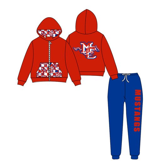 Custom moq 5 mix size eta 6-8weeks milk silk summer teams red blue baby girl clothes hooded long sleeve pants sets-25.9.11
