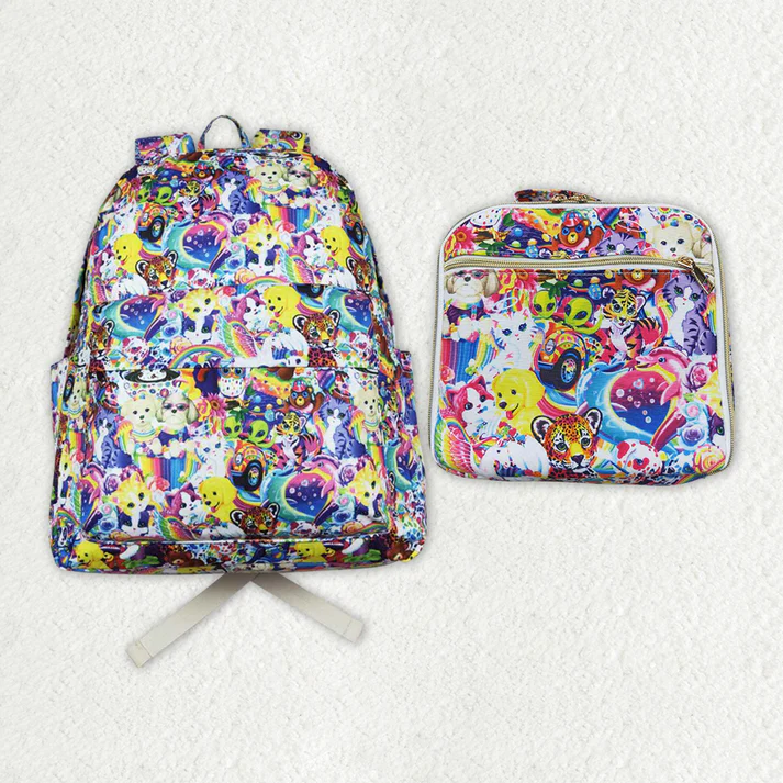 RTS NO MOQ baby girl clothes LISA FRANK Backpack and lunch box