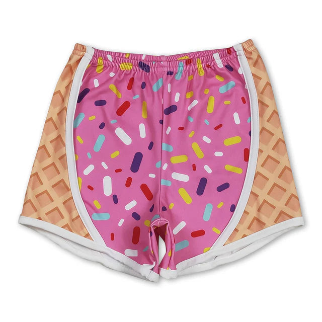 RTS NO MOQ Sibling Baby Girls Ice-cream Drip Yoga Shorts Bottoms