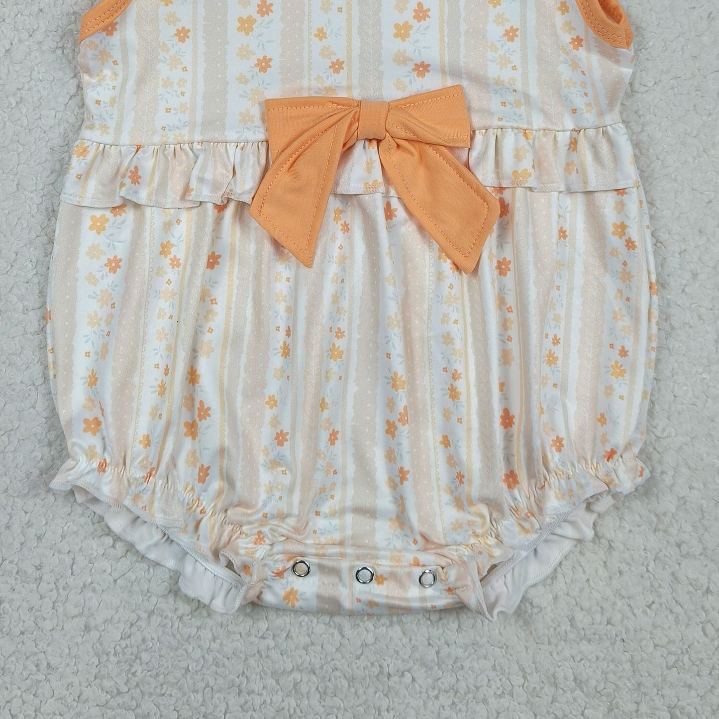 RTS NO MOQ SR4122 Baby Girls Stripe  Sleeveless Colorful Flower Print Ruffle Rompers