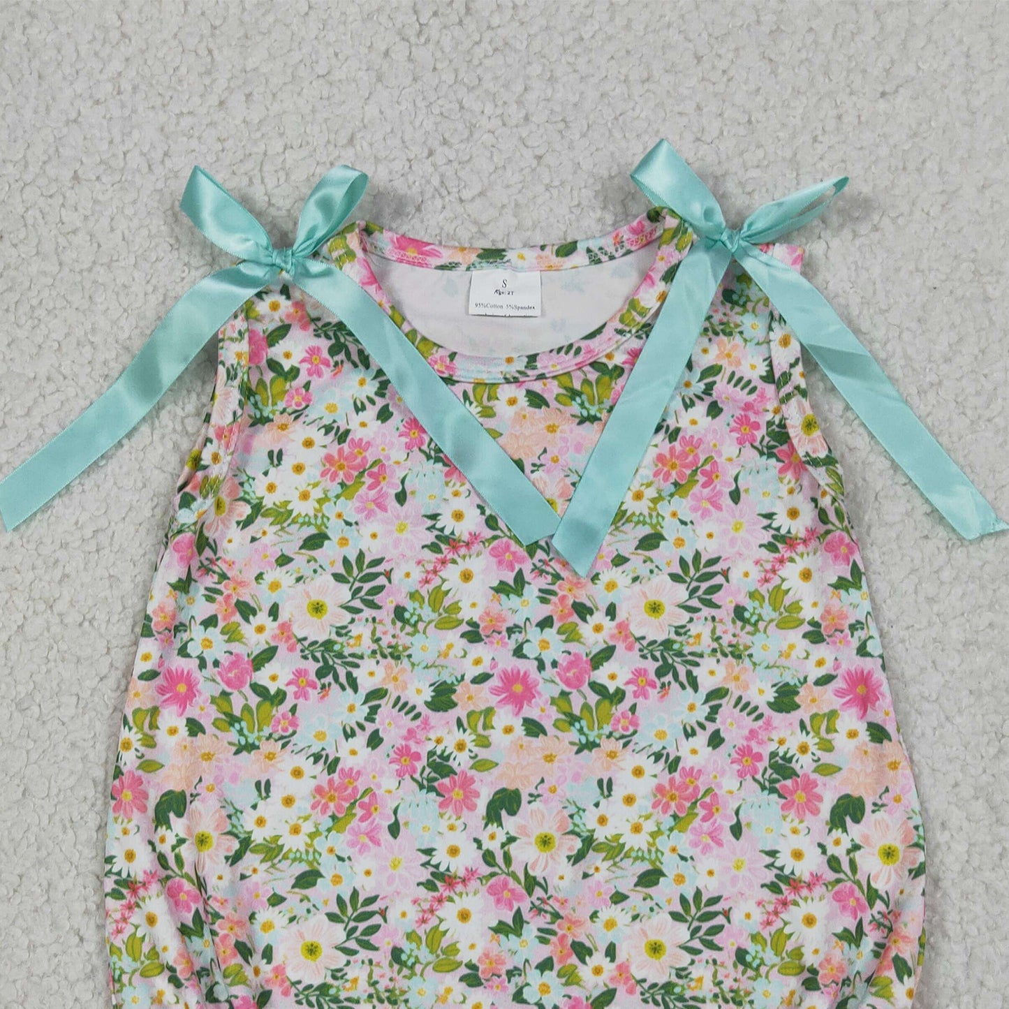 RTS NO MOQ milk silk SR4111 Toddler Girls Floral Print Sleeveless Ruffle Rompers