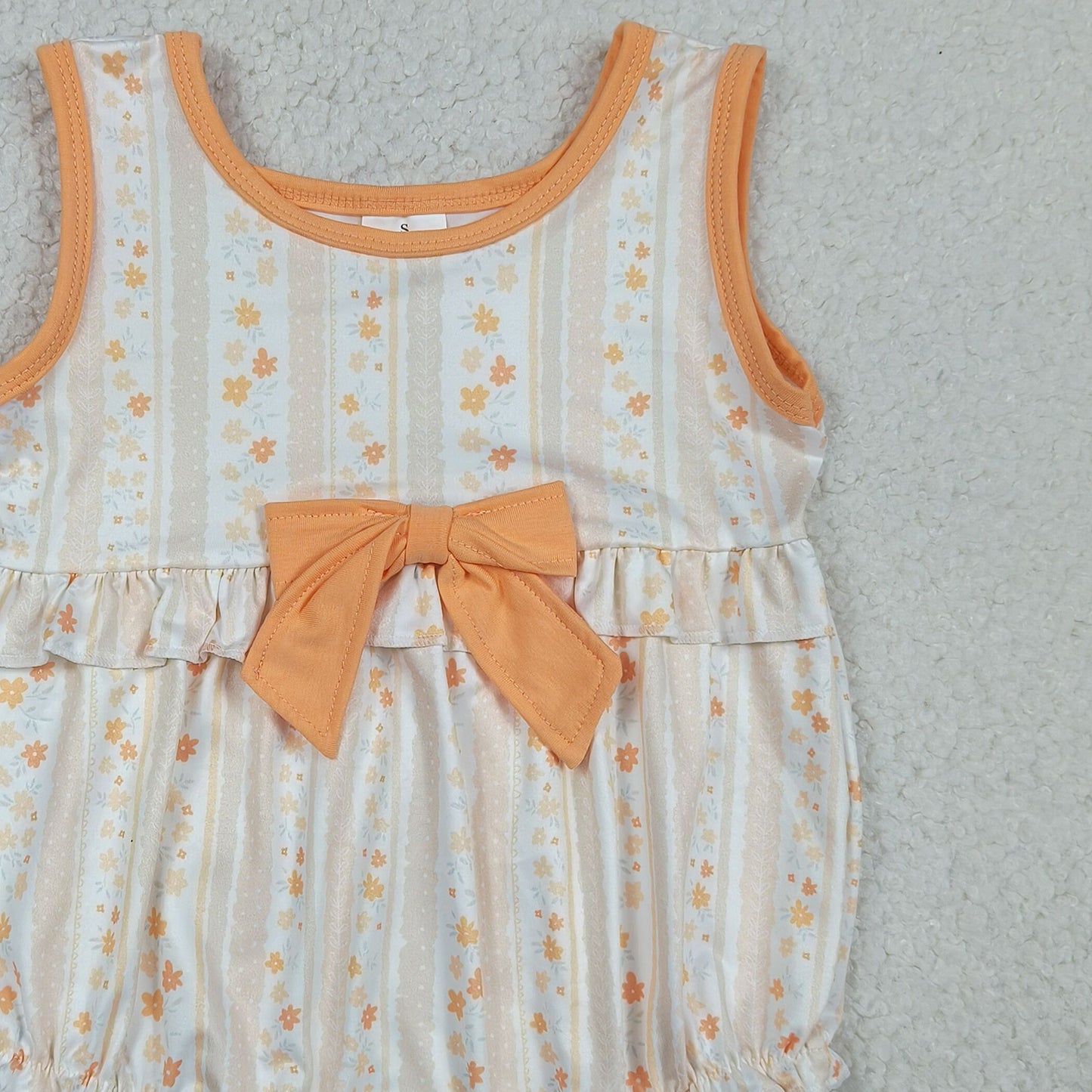 RTS NO MOQ SR4122 Baby Girls Stripe  Sleeveless Colorful Flower Print Ruffle Rompers