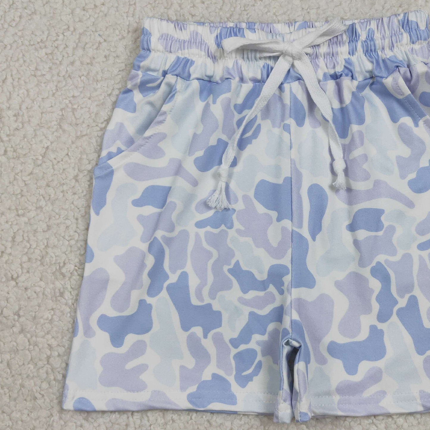 RTS NO MOQ milk silk BSSO2036（BT1766+SS0886）Baby Boys Fashion Southern Camo Light Grey Polo Top Shorts Se