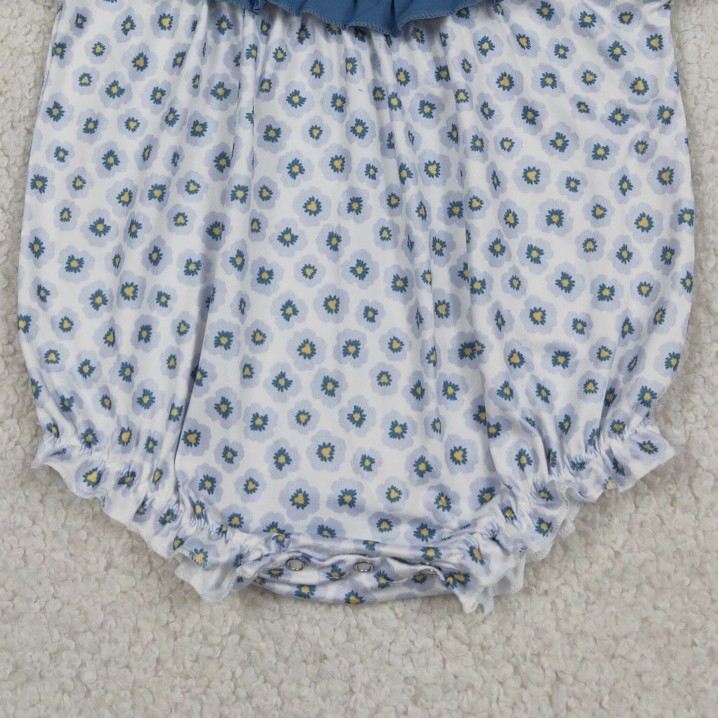 RTS NO MOQ milk silk SR4141 Baby Girls Smocked Daddys Girl Blue Flowers Ruffle Rompers