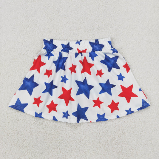 RTS NO MOQ GLK0055 National Day red and blue star white pants skirt
