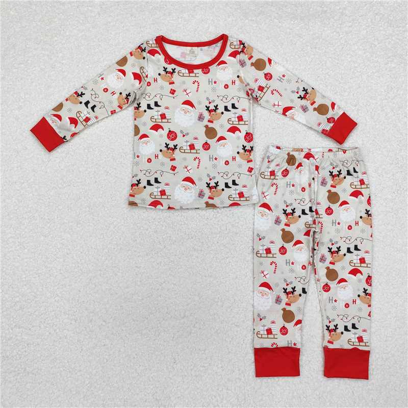Baby Kids Christmas Santa Reindeer Collection - Grey Ruffle PJ Set & Ribbed PJ Set