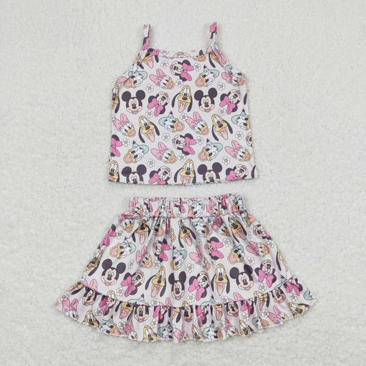 Cute Clothes GSD0872 Baby Girls Straps Top Bows Skirts Clothes Sets