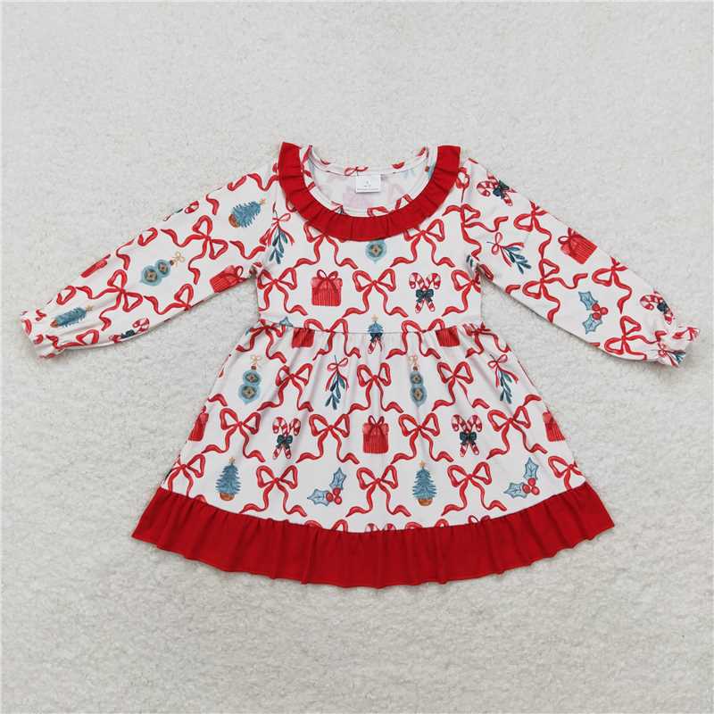Baby Girls Christmas Bow Print Collection - Ruffle PJ Set & Ruffle Dress