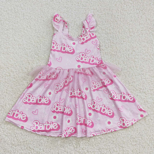 GSD0463 Cute Clothes pink flying sleeve dress