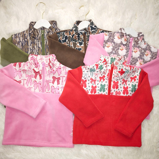 RTS NO MOQ Sibling Baby girl boy clothes plush zip-up long-sleeved topa fleece