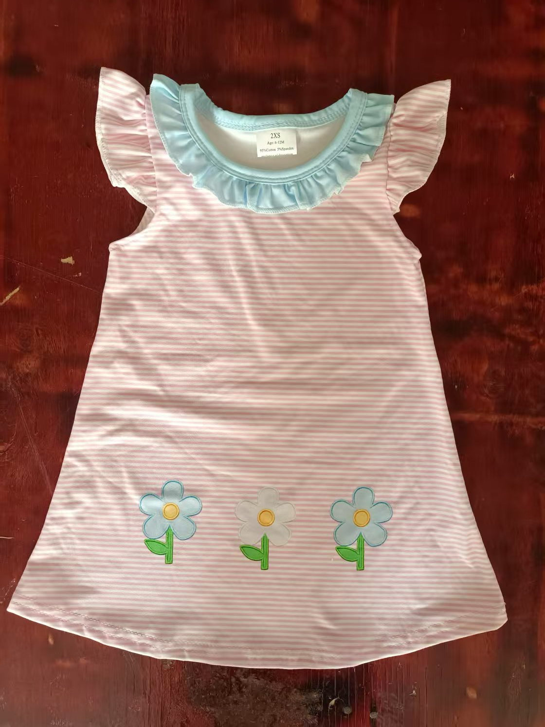 Custom moq 3 eta 6-7weeks baby girl clothes floral flying sleeve dress