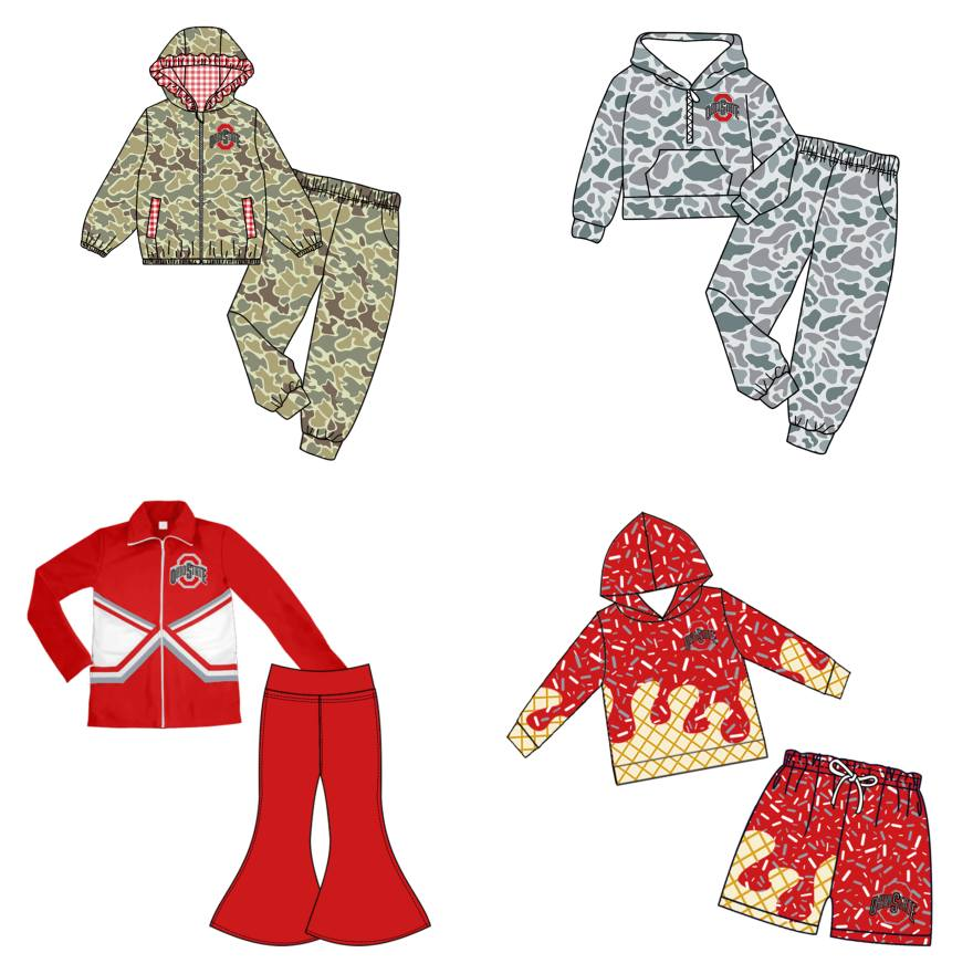 Custom moq 5 mix size milk silk summer teams baby girls clothes camouflage hooded long sleeve pants sets 2 and girl sets and tops shorts sets-25.9.9