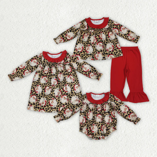 RTS Sibling baby girls clothes Christmas long Sleeve pants sets and dress and rompers