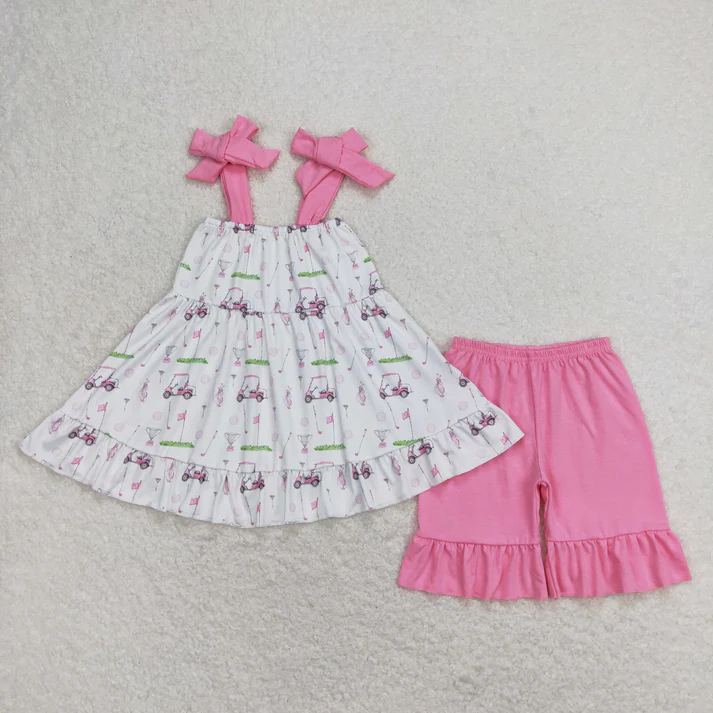 RTS NO MOQ  Baby Girls Golf Summer Sibling Boys Rompers Clothes Sets