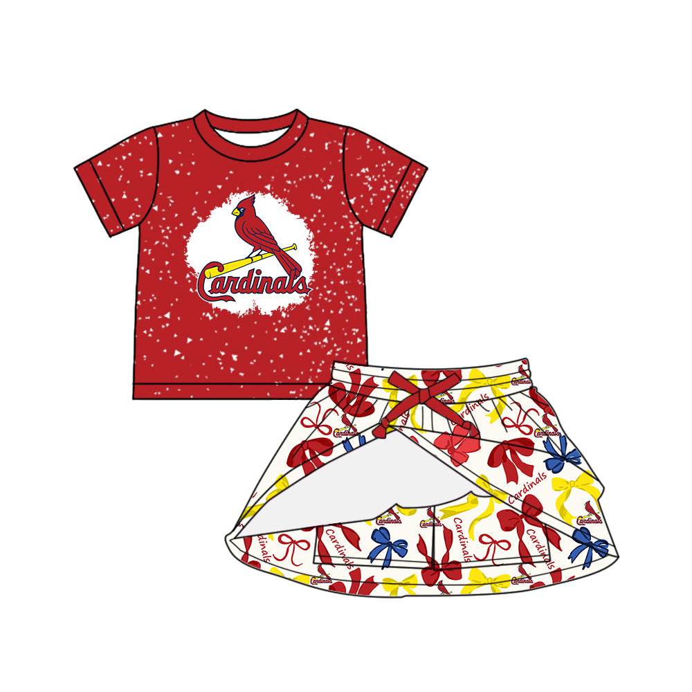 Custom moq 5 mix sizes summer teams baby girls clothes team red short sleeve skirts shorts sets dress 1 and dress 2 and dress 3 and dress 4-25.5.17