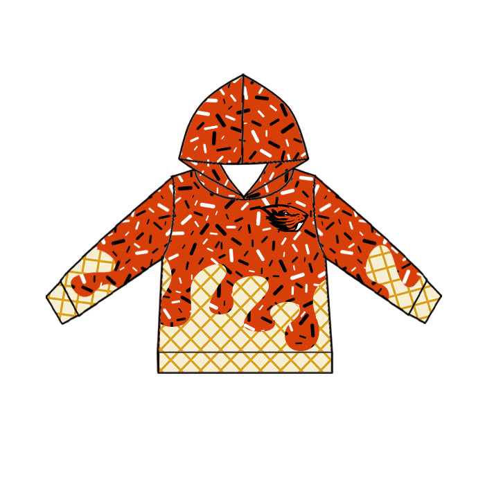 Custom summer teams baby girls clothes team red and orange hooded long sleeve tops and short sleeve top and dress and pants and shorts-25.6.3