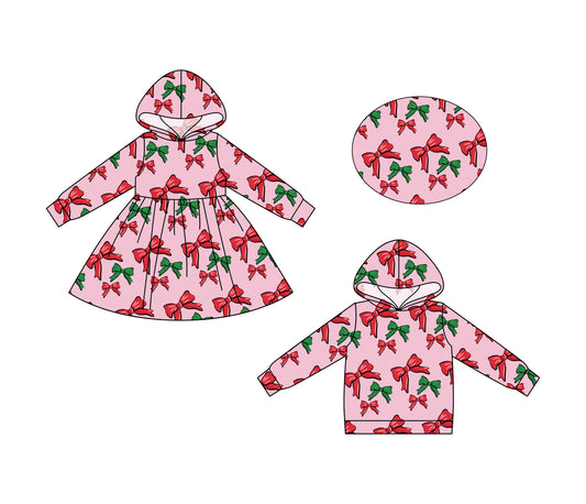 25.6.23custom each style moq 5eta 4-6week Sibling Sisters bow baby girls long sleeve dress and top match family design