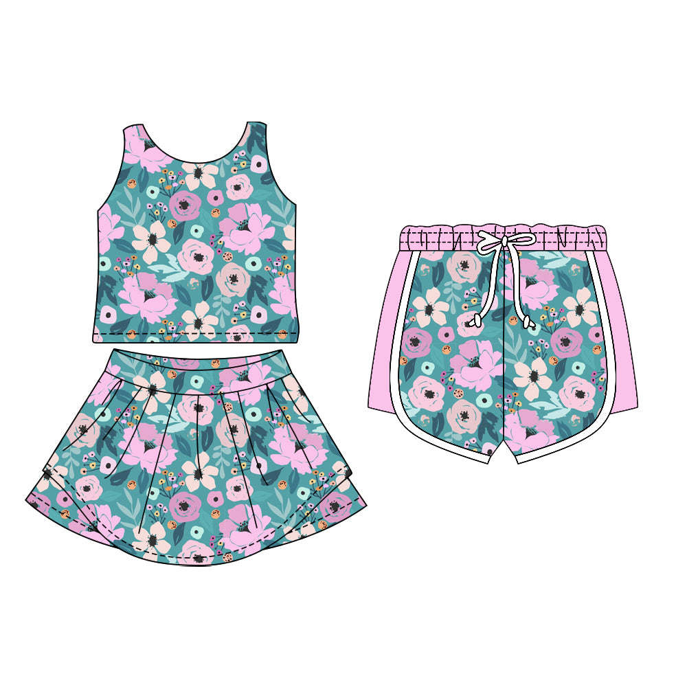 25.11.11 custom each style moq 5 eta 6-8week Sibling Sister floral baby short sleeve skirts sets and shorts match design