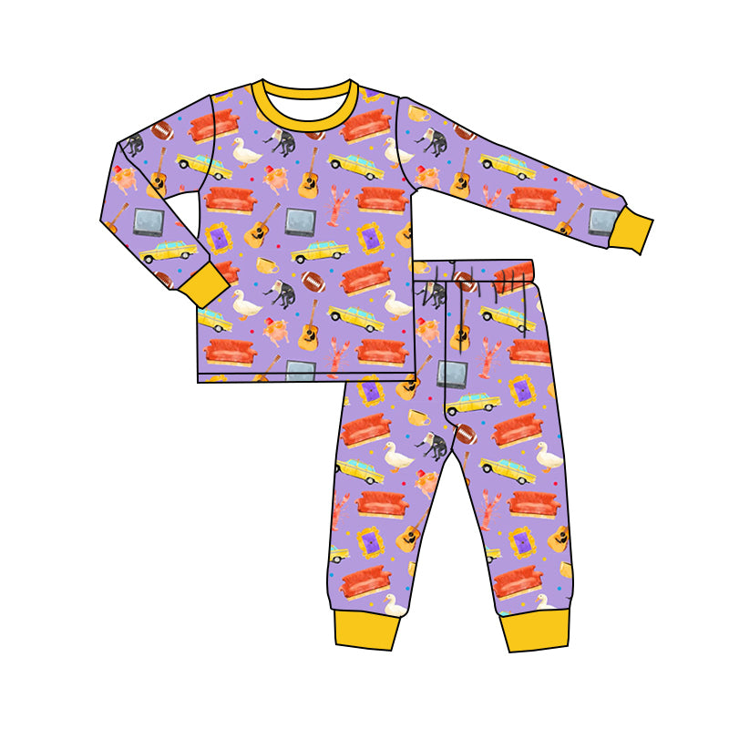 10.14 custom each style moq 5eta 4-6week Sibling guitar purple baby girls sets and rompers match family design