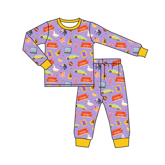 10.14 custom each style moq 5eta 4-6week Sibling guitar purple baby girls sets and rompers match family design