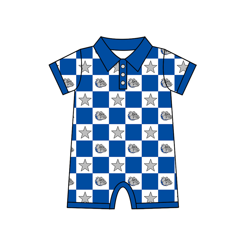 Custom moq 5 mix size milk silk summer teams Baby Girl Blue Sleeveless Top Skirts Set Dress And Shorts Yoga Checked Outfit Boy's Checked Short-Sleeved Polo Shirt And Romper