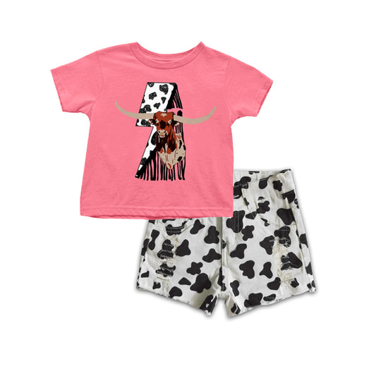 12.9 custom each style moq 5eta 4-6week Sibling Sister cow head baby girl short sleeve shorts fish sets 1 and easter sets 2 match design