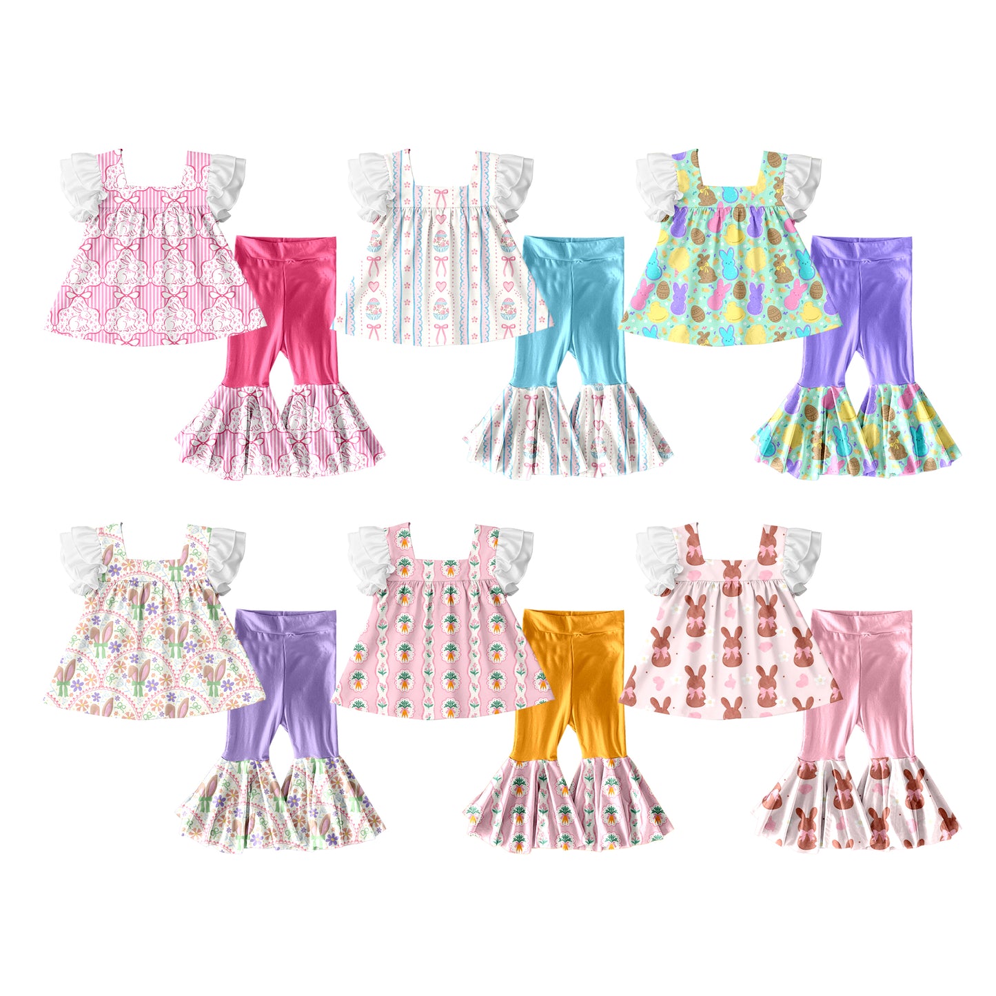 25.11.19 custom each style moq 5 eta 6-8week Sibling Sisters baby girl clothes short sleeve pants sets 6 match family design