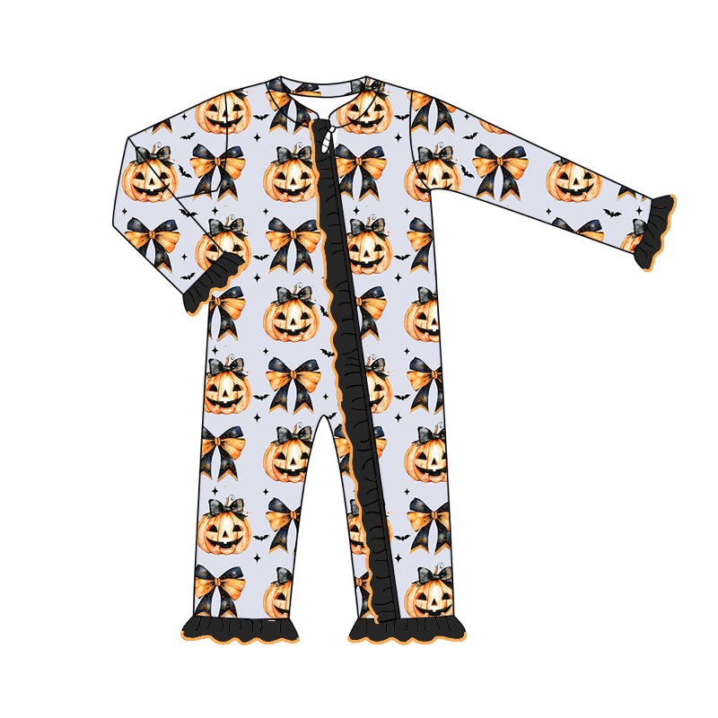 7.26 custom each style moq 5eta 4-6week Sibling Sister bow pumpkin black baby girls sets and dress and rompers match family design
