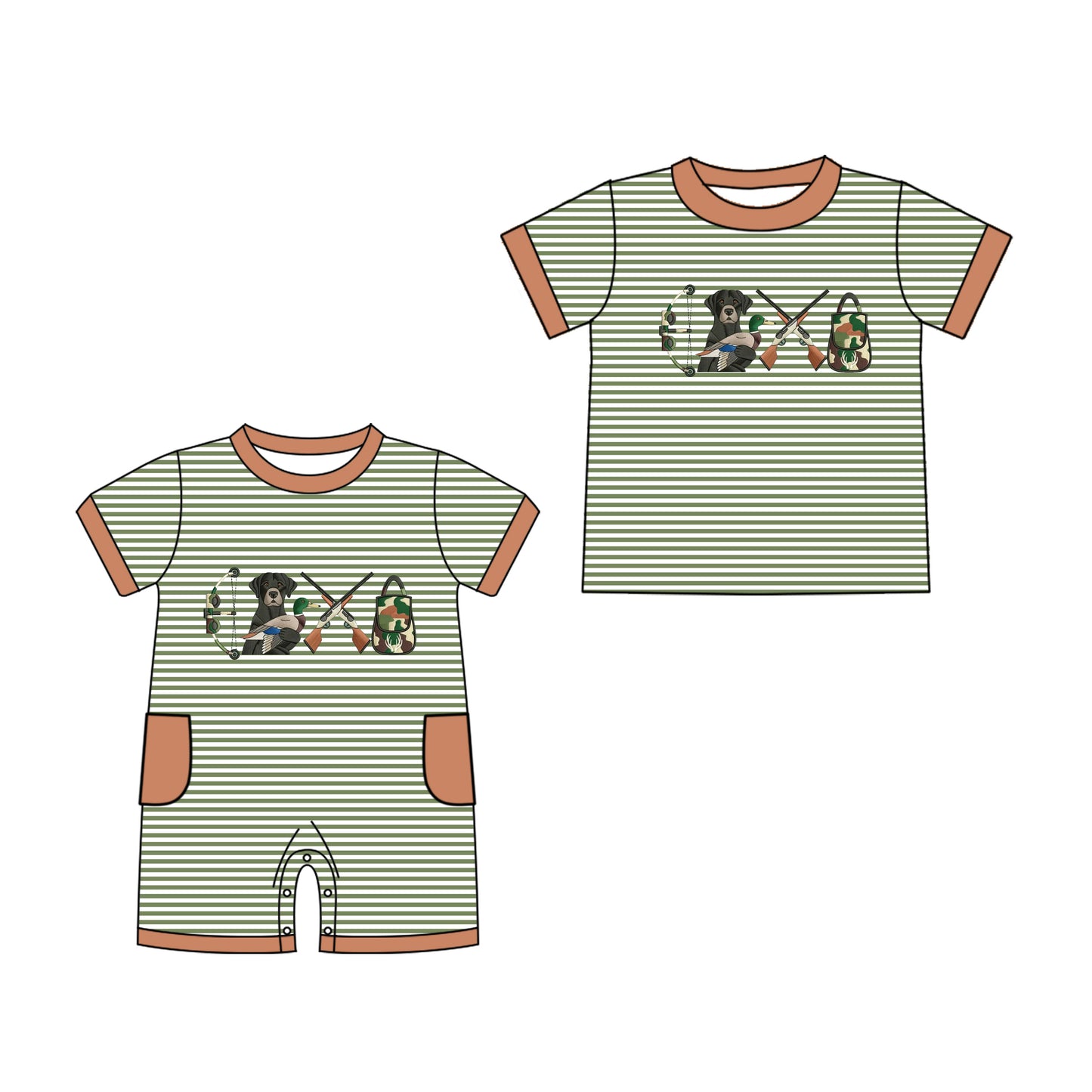 25.11.6 custom each style moq 5 eta 6-8 week Sibling Sister puppy gun baby boy short sleeve top and rompers match family design