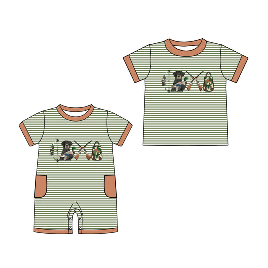 25.11.6 custom each style moq 5 eta 6-8 week Sibling Sister puppy gun baby boy short sleeve top and rompers match family design