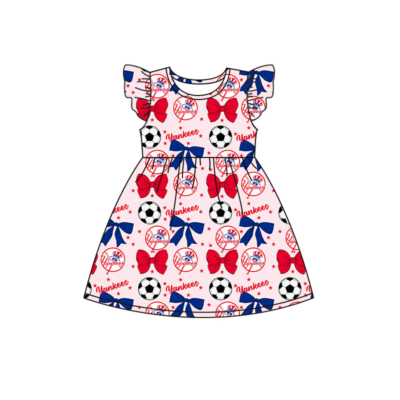 Custom moq 5 each style summer teams baby girls clothes team bow red long sleeve hooded pants sets and dress 1 and dress 2 and romper-25.6.14