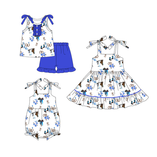 25.5.24 custom each style moq 5eta 4-6week Sibling Sisters boots horse floral baby girl short sleeve shorts sets and dress and rompers match family design