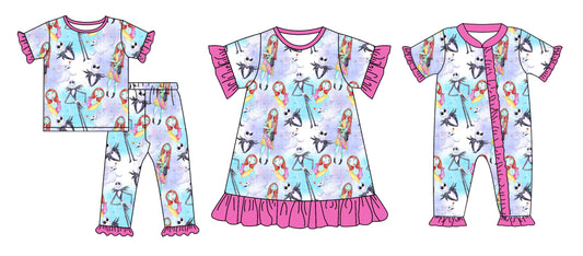 5.1 custom each style moq 5eta 4-6week Sibling Sisters baby girl short sleeve pants sets and dress and rompers match family design