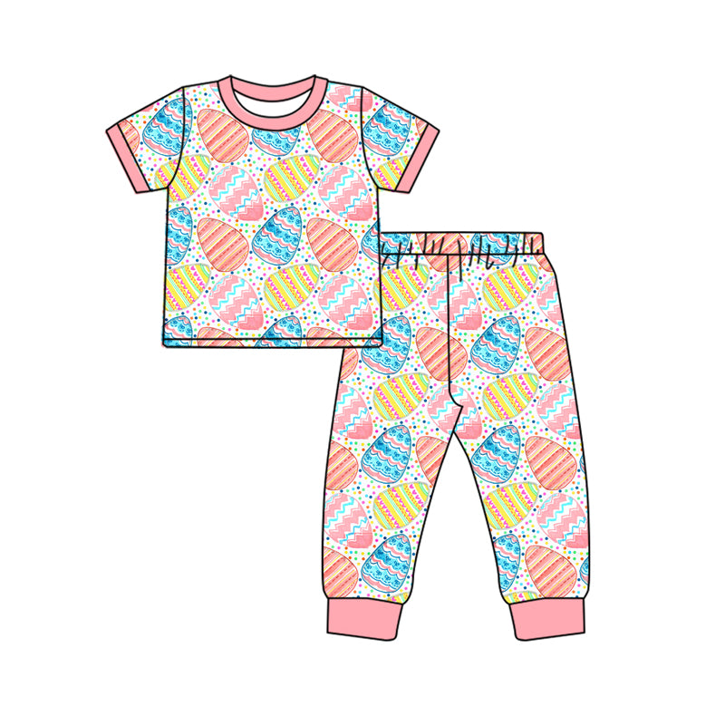 10.23 custom each style moq 5eta 4-6week Sibling Sister easter pink baby girls short sleeve sets and rompers match design