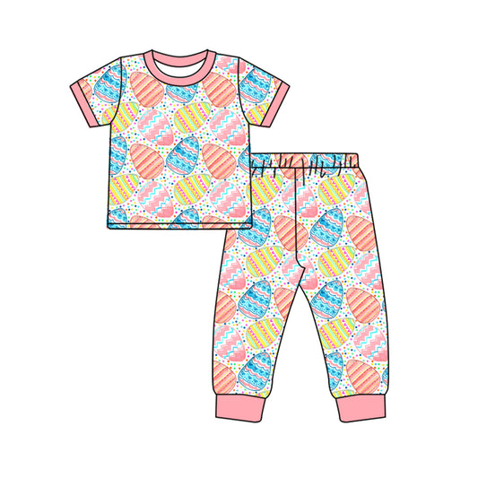 10.23 custom each style moq 5eta 4-6week Sibling Sister easter pink baby girls short sleeve sets and rompers match design